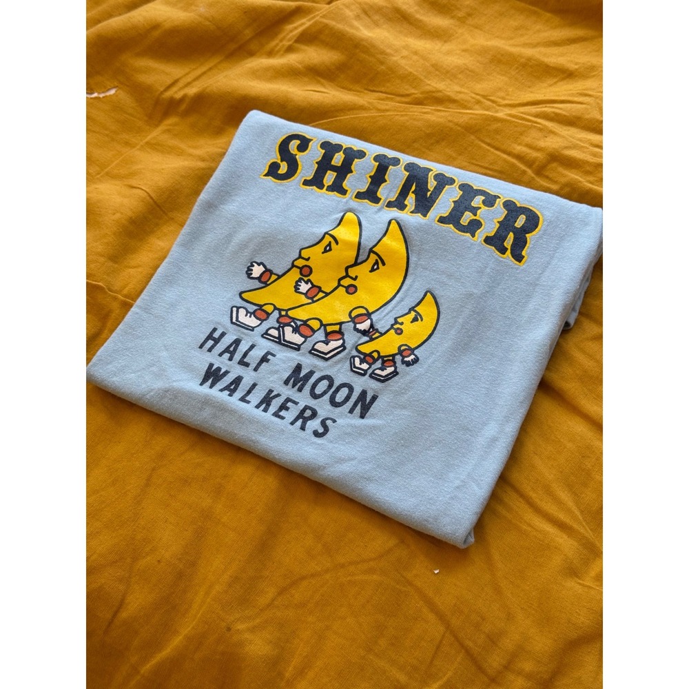 Vintage Hanes Beefy-T Shiner Half Moon Walkers Single Stitch Graphic Tee Blue L